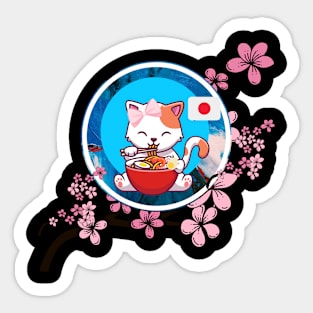 Cat Eating Ramen Sticker